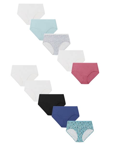 Hanes Just My Size Womens Cotton Brief Underwear Assorted 10 Pack Plus Size