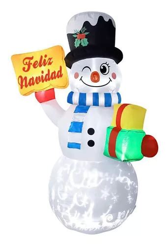 Inflable Navideño Muñeco De Nieve Feliz Navidad 1 80mts Color Unicolor