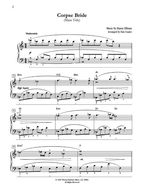 Corpse Bride Piano Sheet