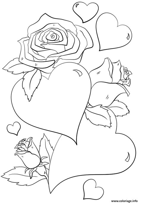 Coloriage Coeurs Et Roses St Valentin JeColorie