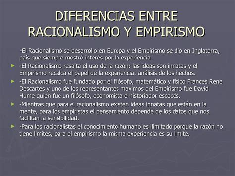 Diferencia Entre Racionalismo Y Empirismo Ppt