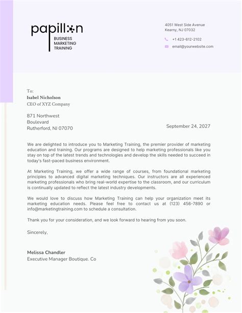 White And Purple Flower Letterhead Venngage