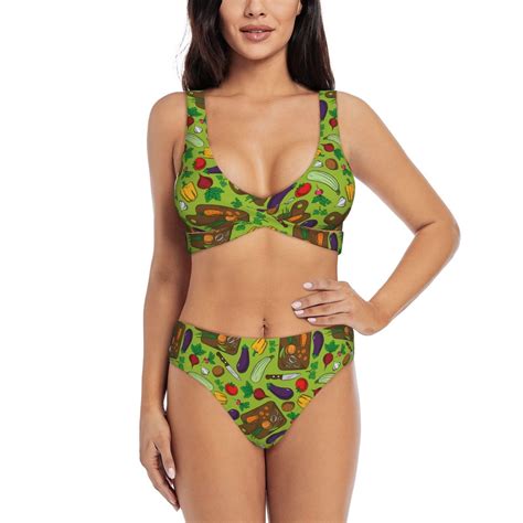 Swim Suits For Women Bikini Carrot Eggplant Soft Stretchy High