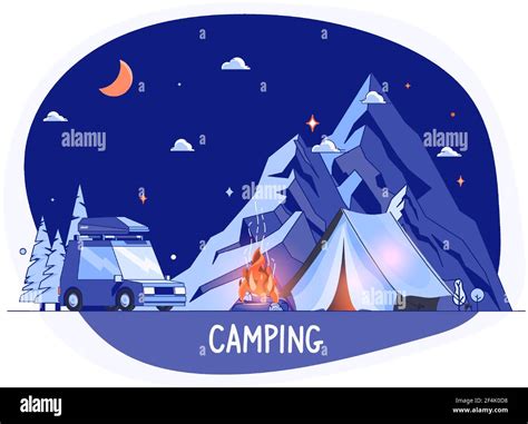 Campsite In National Park Stock Vector Images Alamy