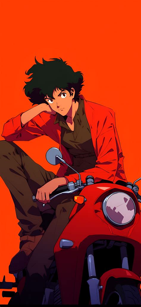 Cowboy Bebop Spike Spiegel On Motorcycle Wallpapers For Iphone