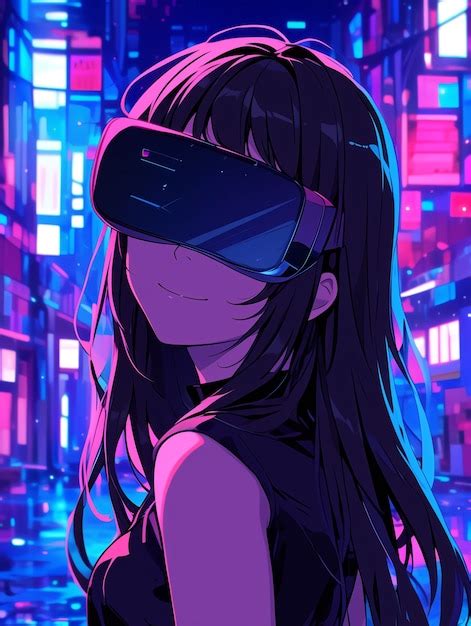 Anime Figur Mit Virtual Reality Brille Im Metaverse Kostenlose Foto