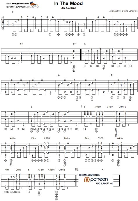 In The Mood Fingerstyle Guitar Tab Guitar Tabs Fingerstyle Guitar Guitar