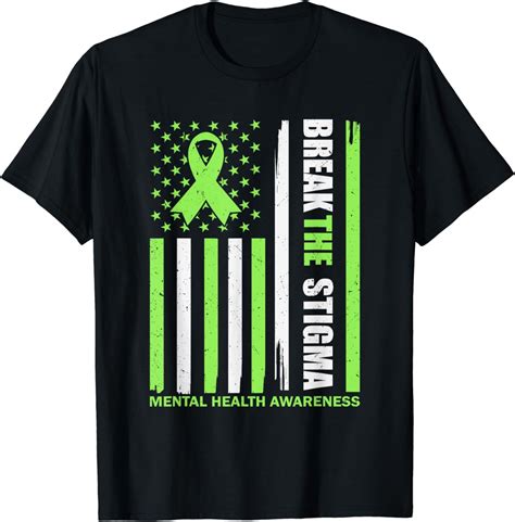 In May We Wear Green Break The Stigma Us Flag Mental Health T Shirt