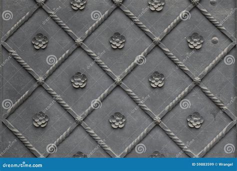 Old Metal Gate Covered With Floral Pattern Background Texture Stock