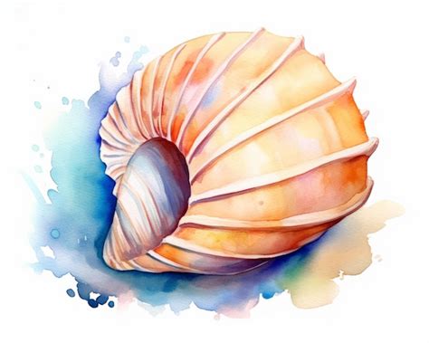 Premium AI Image Watercolor Sea Shells