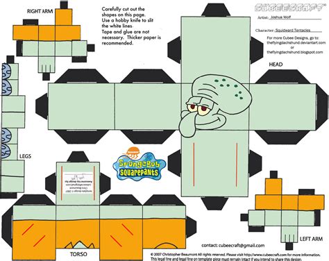 Squidward Paper Toy | Free Printable Papercraft Templates