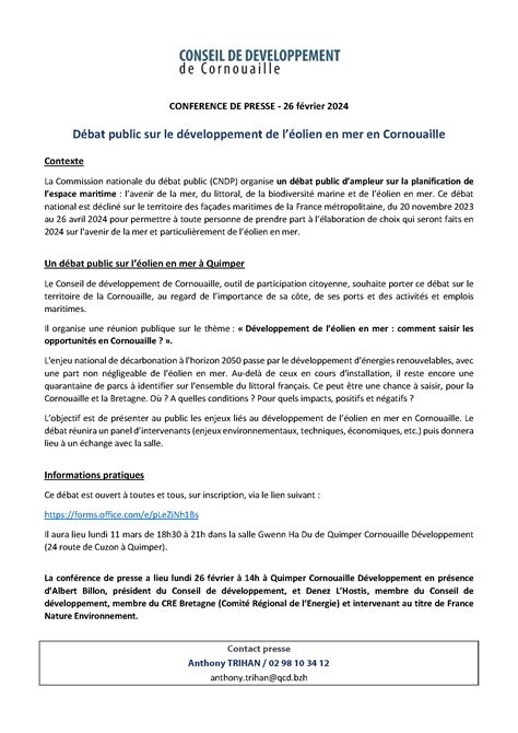 Communiqu De Presse Conseil De D Veloppement D Bat Public Sur Le