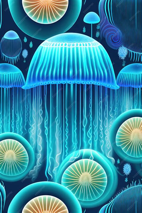 Premium AI Image | Bioluminescent jellyfish in deep sea