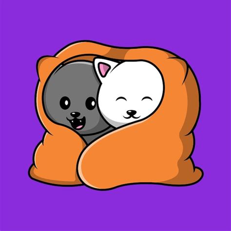 Premium Vector Cute Cat Sleeping With Pillow And Blanket Cartoon