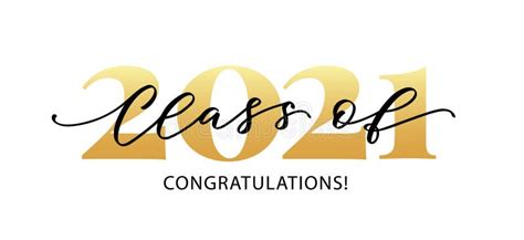 Class Of 2021 Gold Lettering Graduation 3d Logo With Ribbon Graduate