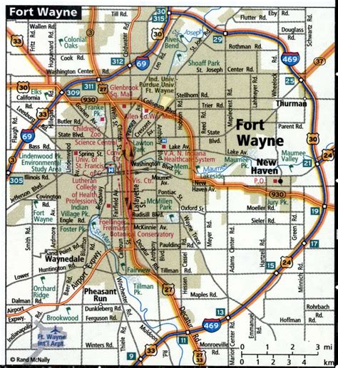 Fort Wayne City Road Map For Truck Drivers Toll And Free Highways Map Usa