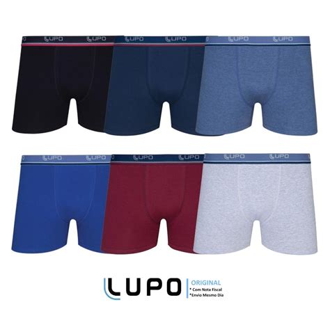 Kit De 6 Cuecas Originais Lupo Boxer Box Básica Em Algodão Cotton