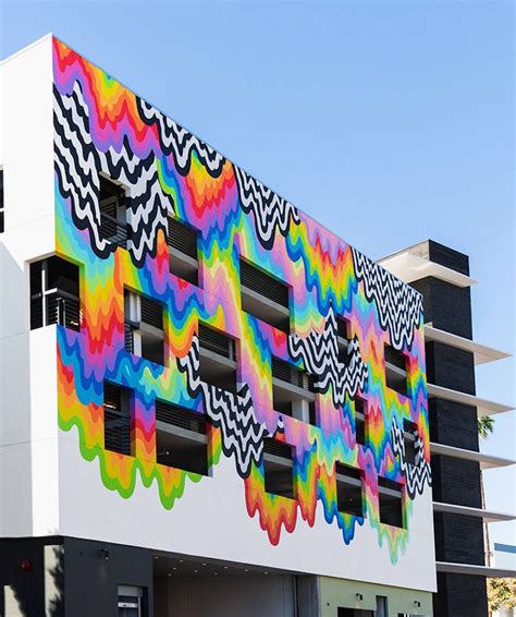 Vibrant Melting Paint Mural On A Mall Facade Street Art Street Art