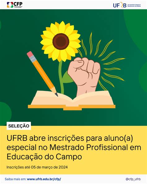 UFRB abre inscrições para aluno a especial do Mestrado Profissional em