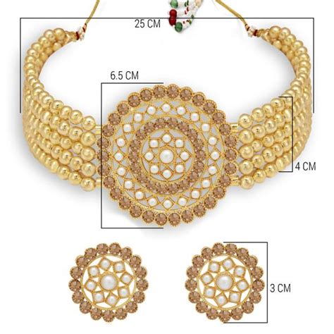 Sukkhi Attractive Gold Plated Golden Lct Pearl Choker Necklace Set For