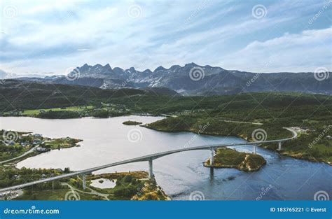 Aerial View Saltstraumen Bridge Road in Norway Landscape Travel Destinations Stock Image - Image ...