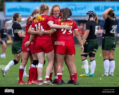 Canadian Senior Women S 15s Celebrate After Defeating Wales In A Rugby Test Match In Halifax On