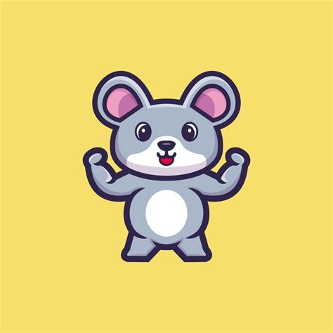 Cute Strong Mouse Cartoon Character Premium Vector 6951966 Vector Art