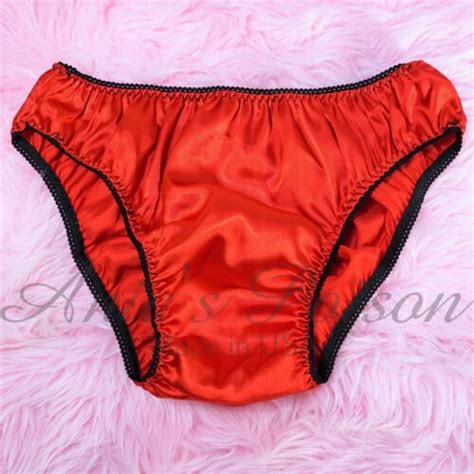 Sissy Satin Panties For MEN Red Wetlook Shiny Full Cut Bikini Panties S XXL EBay