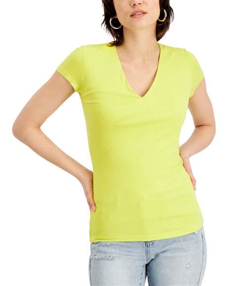 Inc International Concepts Ribbed V Neck Top Created For Macys Macys