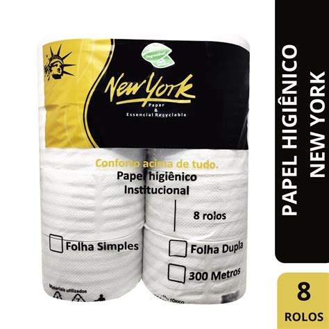 Papel Higiênico Rolão Luxo Econômico 8 Rolos 300m NEW YORK Shopee Brasil