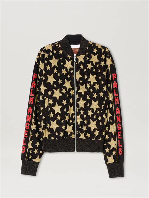 Stars Bomber Track Jacket In Black Gold Palm Angels® Official