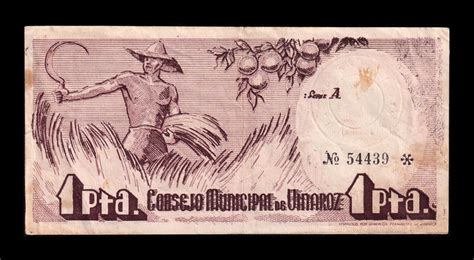 España Billete Local Guerra Civil Vinaroz 1 Peseta 1937 Mbc Vf