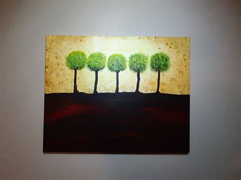 Five Tree Hill Painting Trees on a Hill Canvas Painting - Etsy