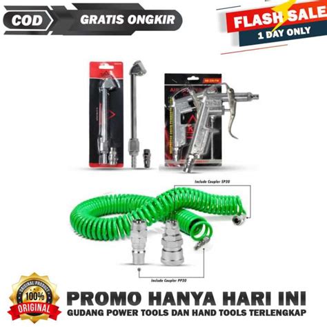 TERMURAH Paket Alat Service 3in1 Selang Angin Kompresor Recoil Spiral