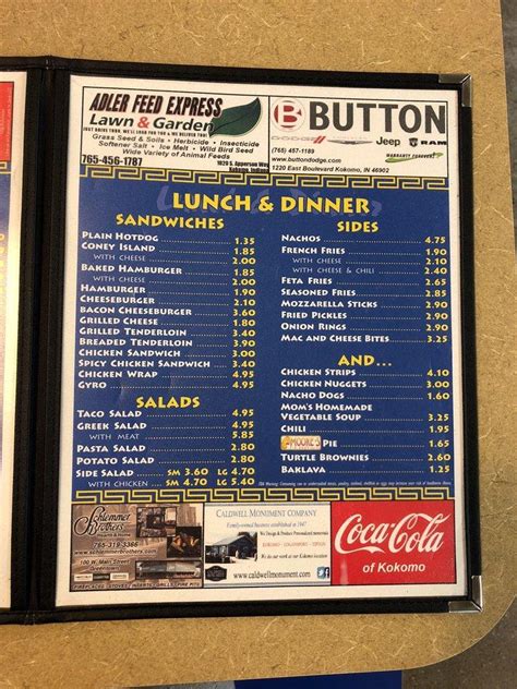 Menu At Louie S Coney Island Restaurant Kokomo