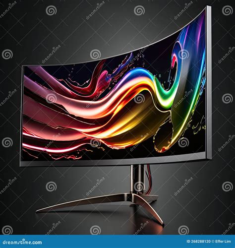 Gaming Curved Display Thin Line Icon. Computer Curved Monitor Vector ... 