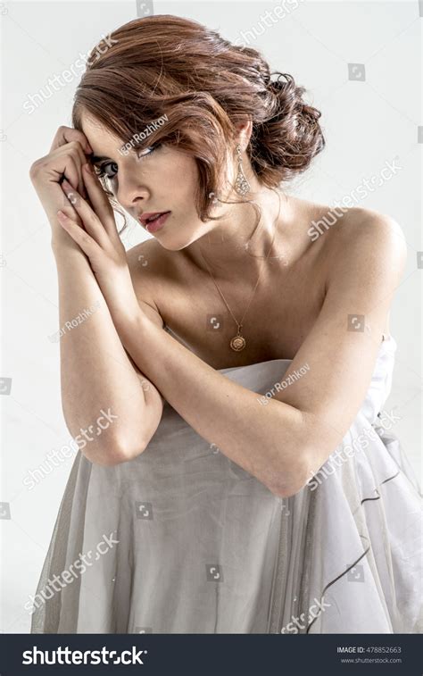 Portrait Brownhaired Romantic Girl Naked Back Stock Photo Edit Now