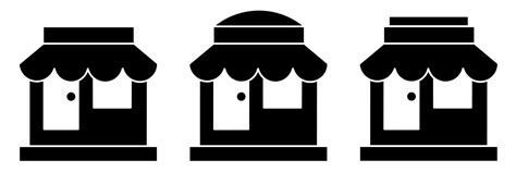 Tienda Icono Colocar Tienda Negro Y Blanco Ilustraci N Valores Vector