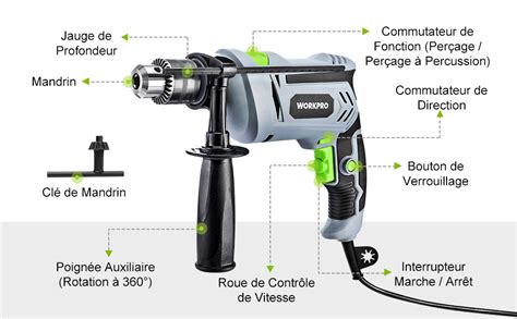 Workpro Perforateur Visseuse Electrique W Perceuse Percussion