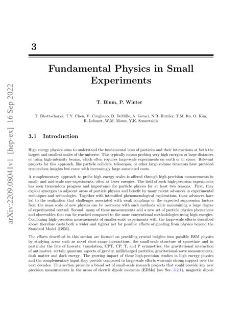 Pdf Fundamental Physics In Small Experiments