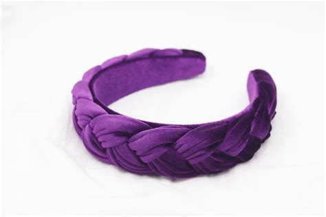 Womens Wide Velvet Plait Headband Twisted Thick Braid Purple Hairband