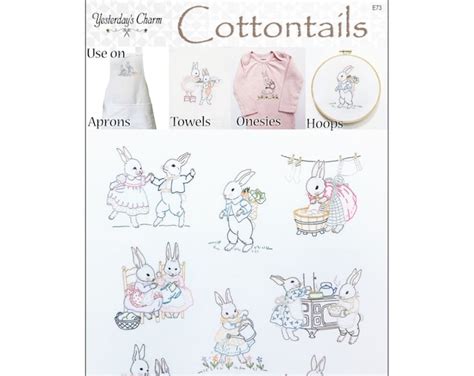 Cottontails Iron On Embroidery Transfer Designs By Yesterdays Charm