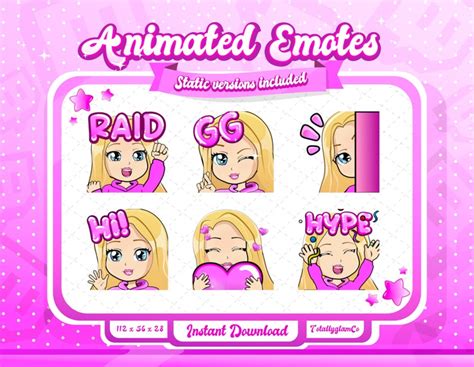 ANIMATED STATIC EMOTES Blonde Girl Emotes Animated Blonde Etsy