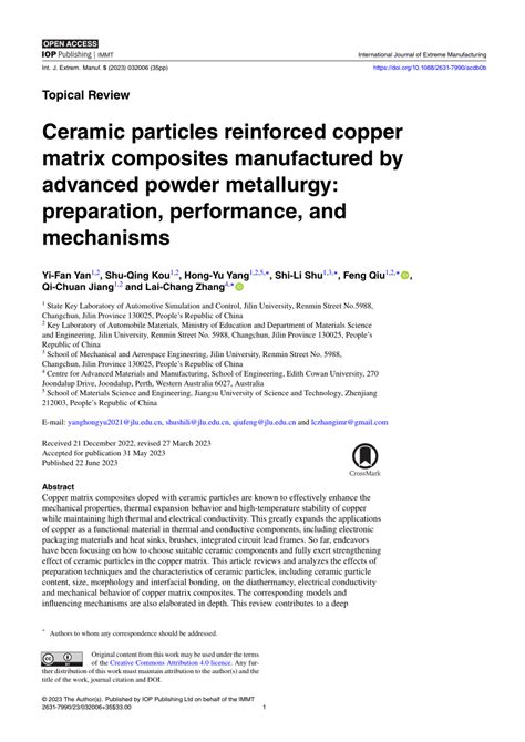 Pdf Ceramic Particles Reinforced Copper Matrix Composites