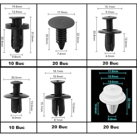 Set Cleme Auto AEWOYAD Bumbi Clipsuri Fixare Plastice Auto Fete De