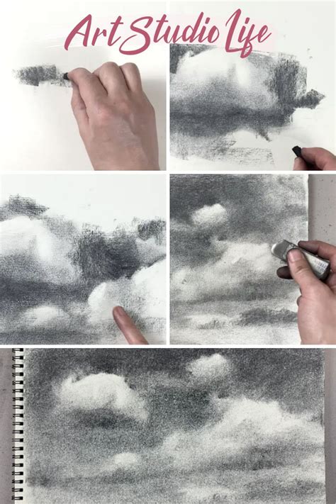 Cloud Drawing Tutorial: Step by Step | Cloud drawing, Charcoal drawing ...