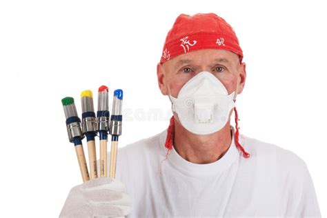 Colorful Painting with Safety Mask Stock Photo - Image of renovation ...