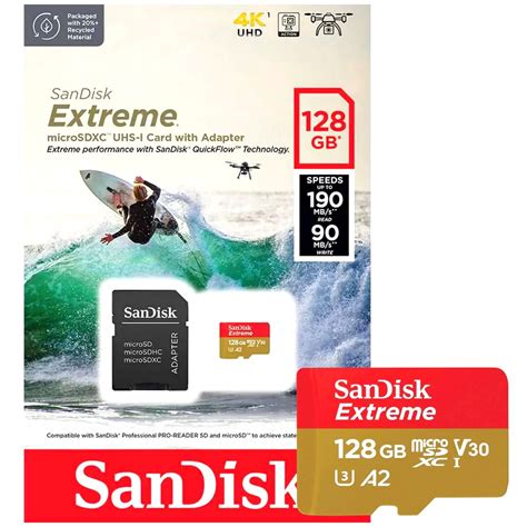 Cartão De Memória Sandisk Extreme Microsdxc 128gb 190 90mb