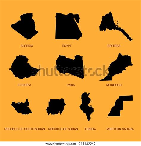 North Africa States Vector Map High Stock Vector Royalty Free