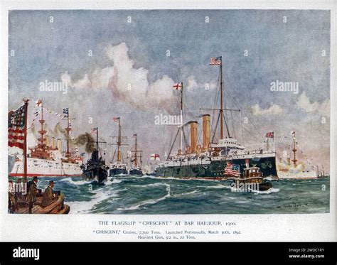 Charles Edward Dixon Hms Crescent 1892 Flagship Bar Harbour Edgar Class Protected Cruiser In